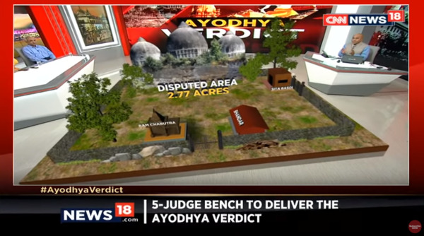 대법원의 아요디야(Ayodhya) 최종 판결 관련 보도. 'CNN-News18' 유튜브 화면 갈무리