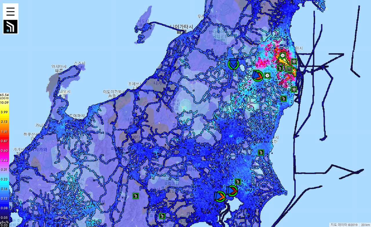 '뉴스톱'과 협업한 일본 방사능 측정 시민단체 '세이프캐스트'의 방사능 지도. 뉴스톱이 만든 방사능 지도는 이후 기사에서 공개할 예정이다. 뉴스톱은 방사능 오염지도와 함께 측정 데이터까지 모두 공개하고 이 데이터가 의미하는 바를 자세히 기사에 설명할 계획이다.