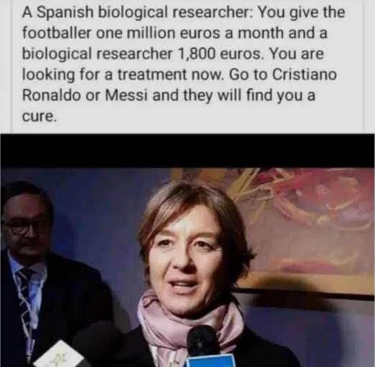 스페인 과학자가 과학자에게 더 많은 투자를 하라는 취지의 말을 했다는 글 캡처.