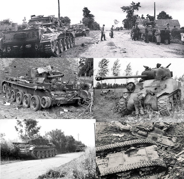 그림 7. 노르망디 상륙 이후 두 달 동안 캉 인근에서 독일군 방어에 묶인 채 무수한 피해만 냈던 영국 탱크들