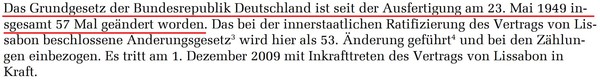 출처: 60 Jahre Grundgesetz – Zahlen und Fakten. 개헌 횟수를 서술하는 문단.