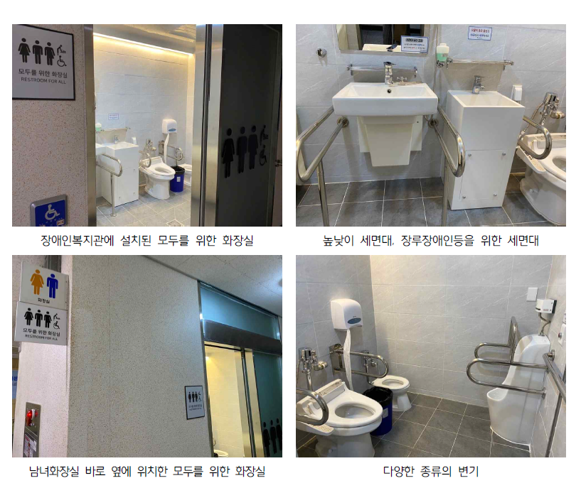 경기 과천시장애인복지관에 설치된 모두의 화장실. 한국다양성연구소 자료집 갈무리